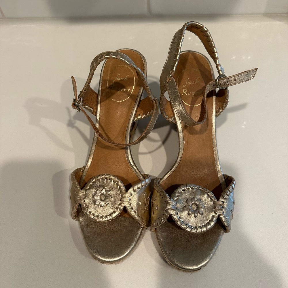 Jack Rogers’s Gold Strappy wedge Sandals
